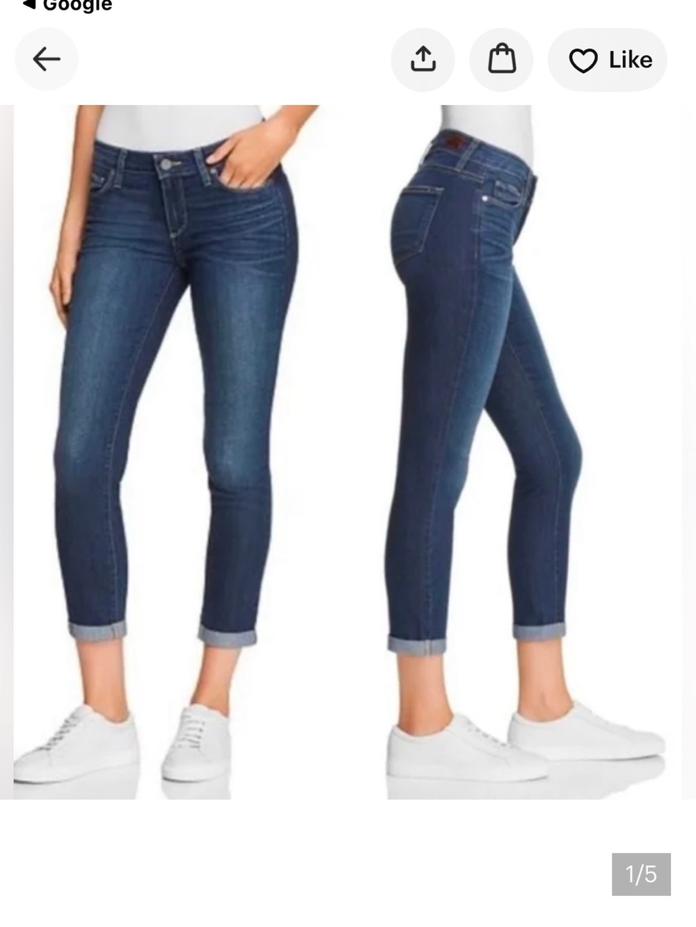 PAIGE Kylie Crop Andrea Dark Wash Mid Rise Whiskered Stretchy
NWT
